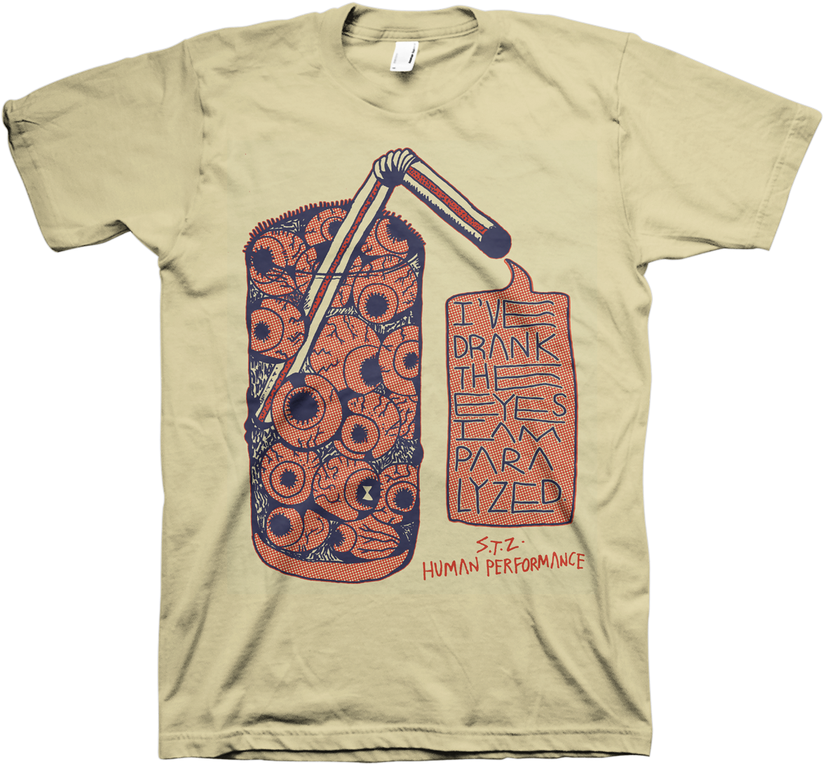 Sabertooth Zombie "drink The Eyes" Tan - Ziggy Played Guitar T Shirt (1200x1200), Png Download