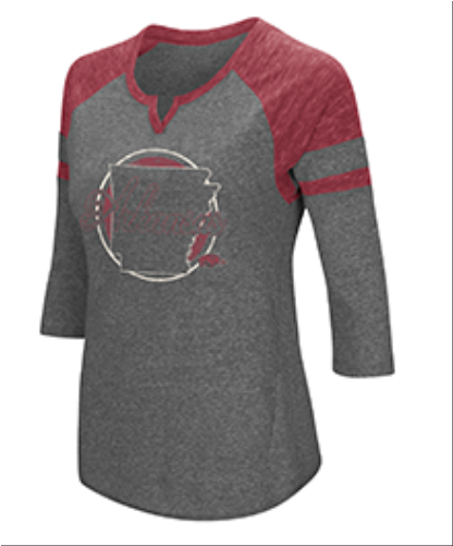 Arkansas Razorback 3/4 Sleeve Tee - Long-sleeved T-shirt (500x500), Png Download