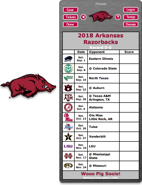 Get Your 2018 Arkansas Razorbacks Football Schedule - Arkansas Razorback Football Schedule 2018 (590x760), Png Download