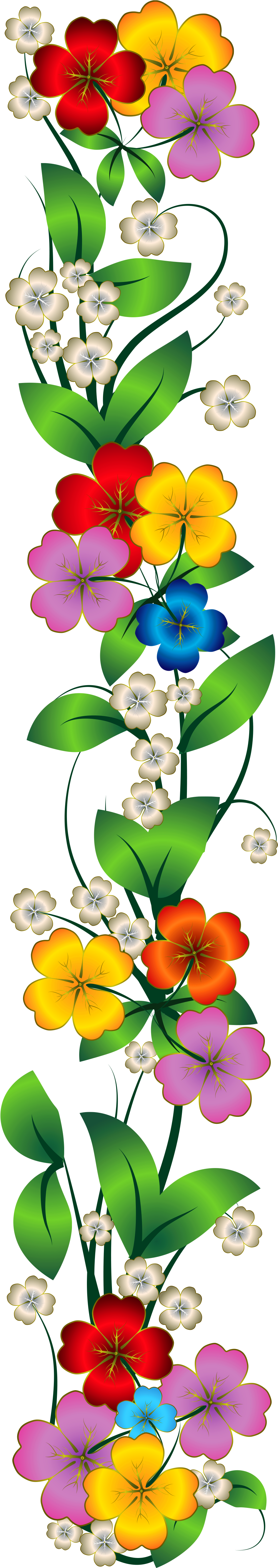Mexican Flowers Clipart Png - Side Flower Border Png (1200x5866), Png Download