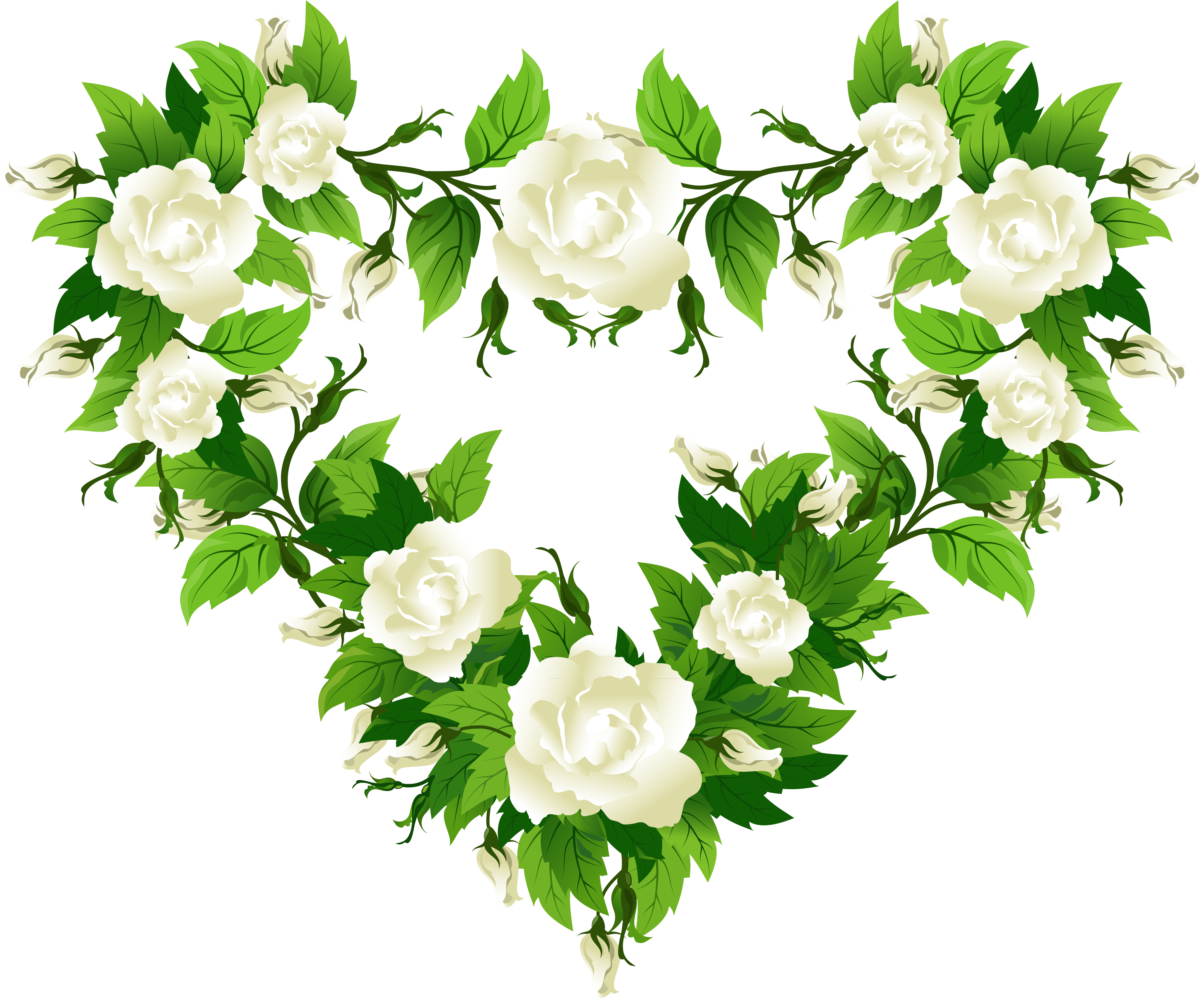 Coração Com Rosas Brancas (4530x3742), Png Download