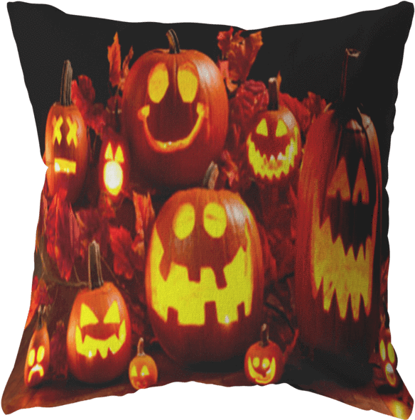 Jack O Lantern Throw Pillow - Masterland (600x600), Png Download