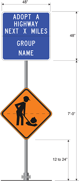 Adopt A Highway Sign Assembly - Transparent Highway Marker Signs (293x604), Png Download