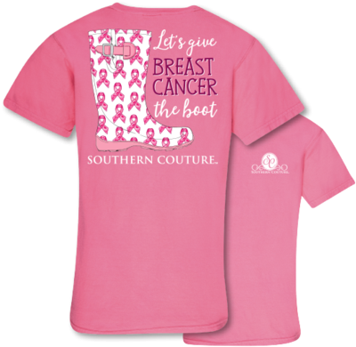 Southern Couture Give Breast Cancer The Boot Comfort - Southern Couture, Comfort Colors, Breast Cancer Boot, (429x480), Png Download