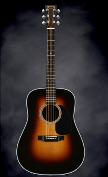 Martin Hd-28 Sunburst Guitar With Case - Acoustic Guitar (506x580), Png Download