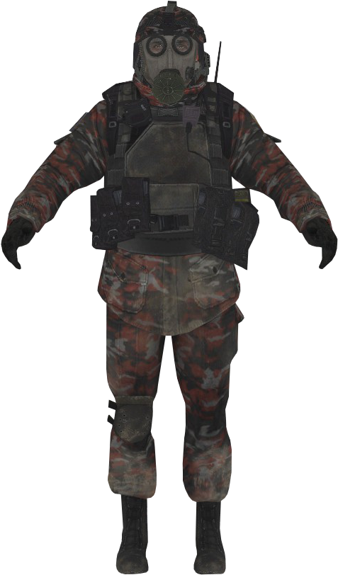 Vdv Gasmask Soldier Model Mw2 - Call Of Duty Black Ops Uniforms (498x823), Png Download