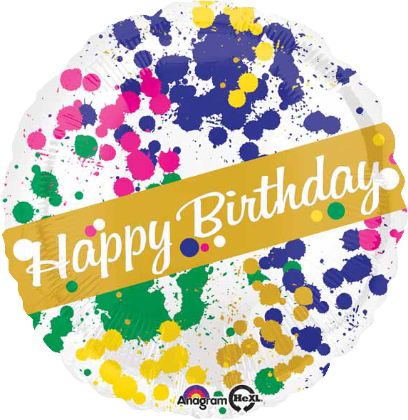 Birthday Artist Splatter 18" Foil Balloon - Happy Birthday Paint Splatter 45cm Balloon (626x626), Png Download