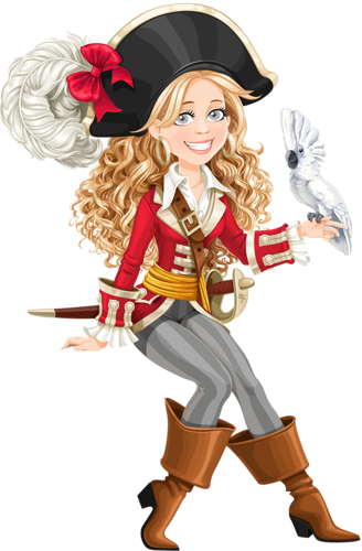 Craft Images, Pirate Ships - Girl Pirate With Parrot (328x500), Png Download