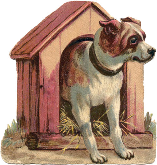 Vintage Images About Roses, Birds, Dogs, Cats, Child - Vintage Dog House (567x602), Png Download