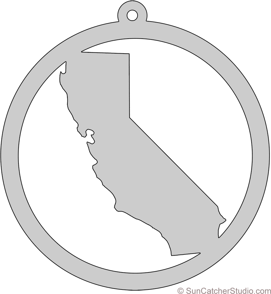 California Map Circle Free Scroll Saw Pattern Shape - Pattern (936x1000), Png Download