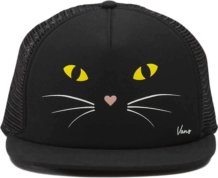Vans Lawn Party Trucker Hat Black Cat - Hat (960x720), Png Download