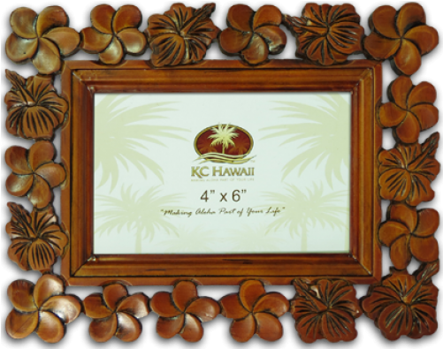 Plumeria Carved Wood Frame - Whales Wood Carved Picture Frame 4" X 6" (500x500), Png Download