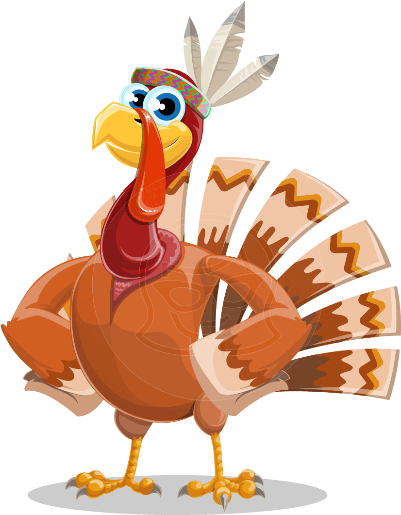 Snoody The Native Turkey - Cartoon (957x1060), Png Download
