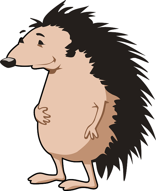 Hedgehog, Animal, Spikes, Mammal, Cartoon, Happy (523x640), Png Download