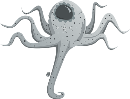 Octopus Alien Ocean Sea Life Multi Creatur - Octopus (448x340), Png Download
