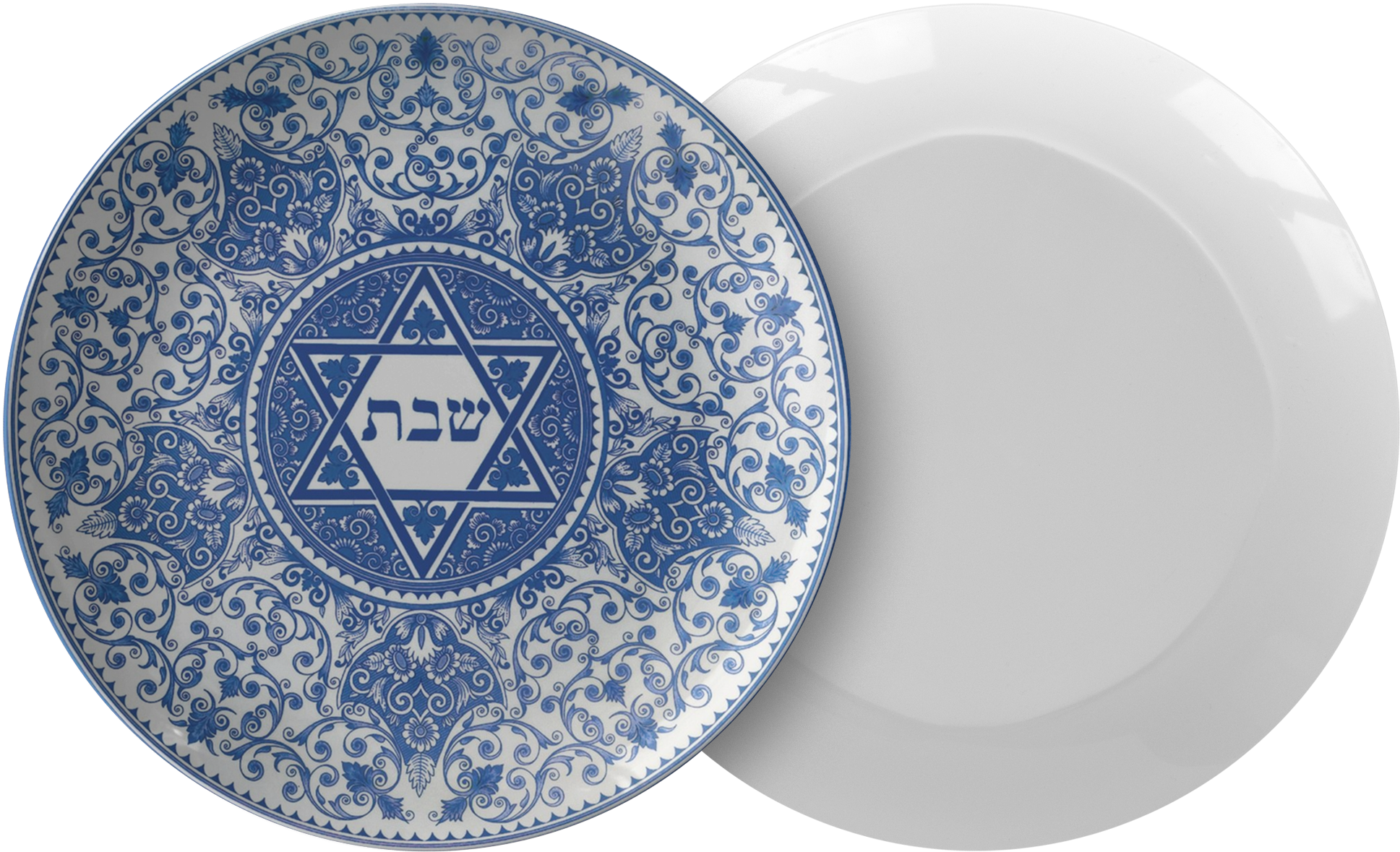 Classic Shabbat Plate Blue Floral Star Of David - Spode Judaica Round Challah Tray (2000x2000), Png Download