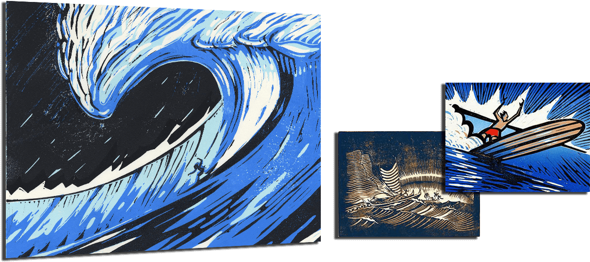 Image Black And White Download Art Artwork By John - Surf Art (1286x587), Png Download
