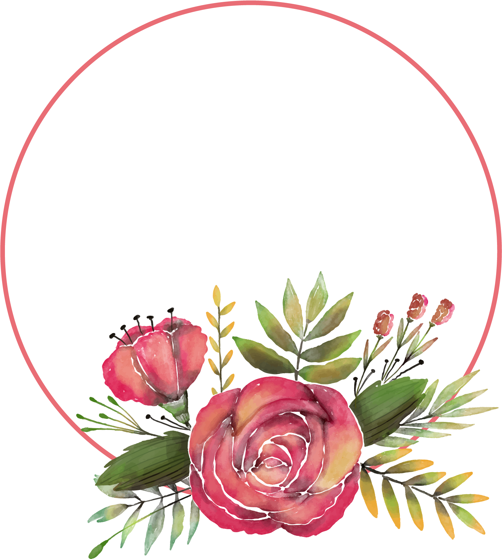 Clipart Hand Painted Rose Flower Frame Transprent Png - Transparent Decorative Frame Flowers (2001x2000), Png Download