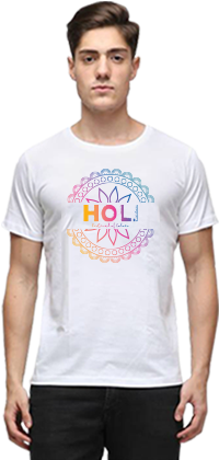 Circular Background Holi Festival Half Sleeves White - T-shirt (284x426), Png Download