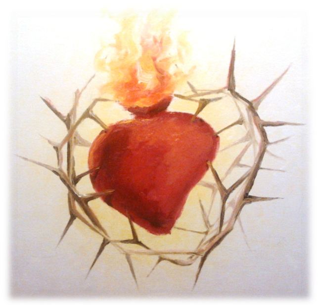 “ten Compasión Del Corazón De Tu Madre” Son Las Palabras - Corazon De Jesus Adornado De Flores (645x622), Png Download
