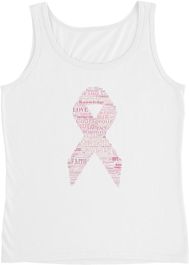 Image Of Pink Ribbon Breast Cancer Tank In Black, Grey, - Active Tank (1000x1000), Png Download