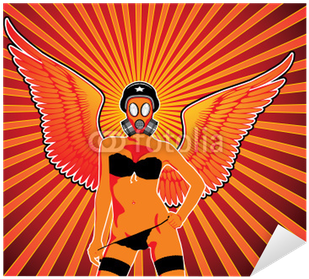 Fetish Style Angel Pin-up Wearing Gas Mask - Penblwydd Hapus Mam (400x400), Png Download