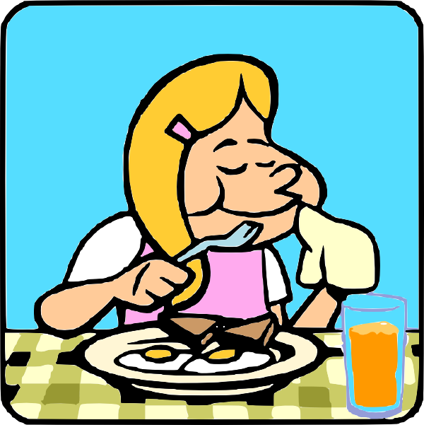 Girl Eating Breakfast Clipart - Je Mange Le Petit Dejeuner (600x601), Png Download