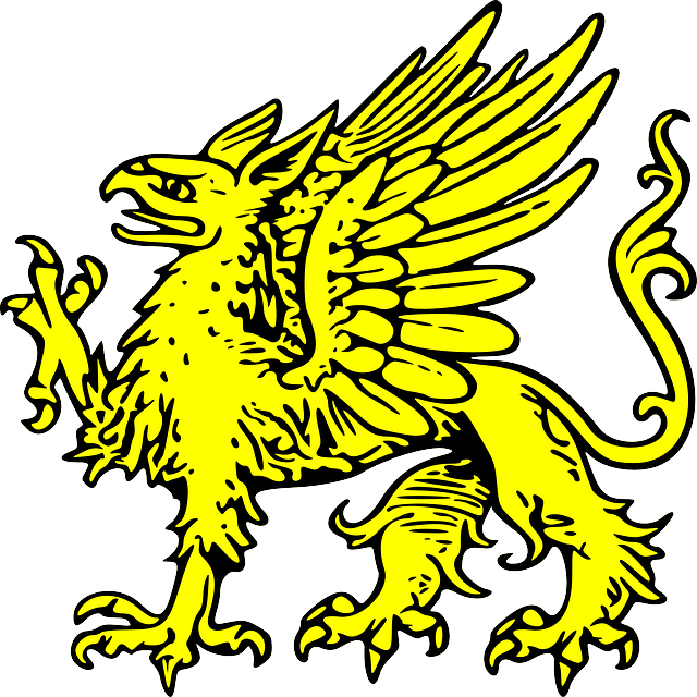 Symbol, Shield, Bird, Gold, Coat, Arms, Wings, Griffin - Griffin Passant (640x640), Png Download