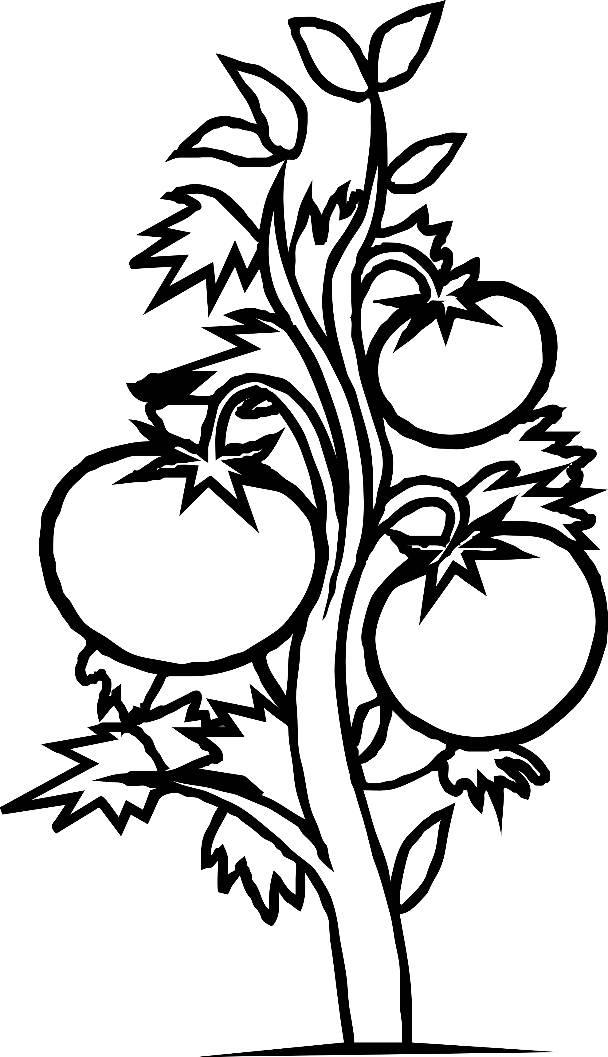 Corn Plant Growing Clipart Kid - Plants Black And White Clip Art (1969x3420), Png Download
