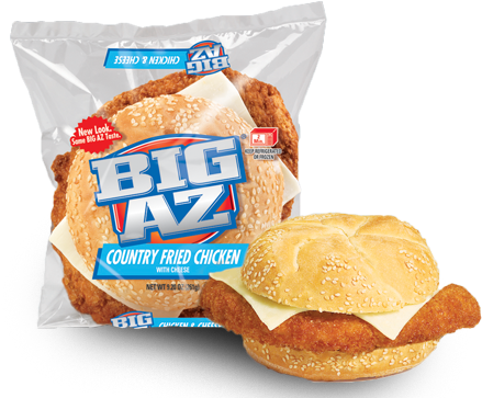 Big Az Country Fried Chicken Sandwich With Cheese - Pierre Big Az Cheeseburger (576x376), Png Download