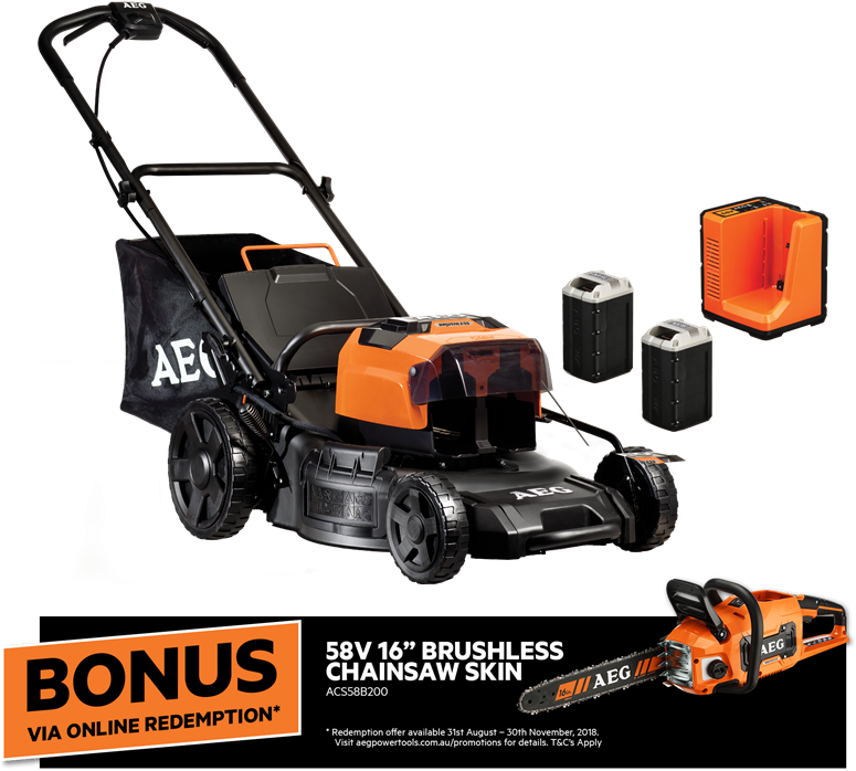 Aeg 58v Brushless Lawn Mower Kit - Lawn Mower (800x800), Png Download