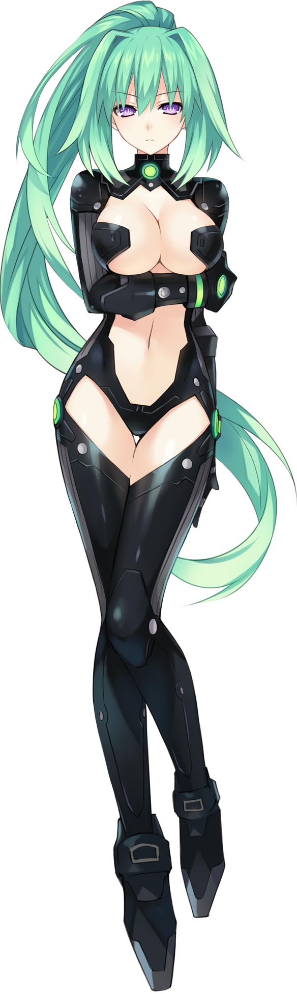 Gh - Hyperdimension Neptunia Green Heart (584x1950), Png Download