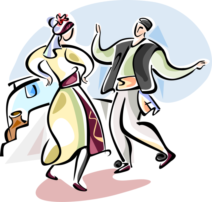 Traditional Greek Dancing Royalty Free Vector Clip - Greek Traditional Dance Png (480x461), Png Download