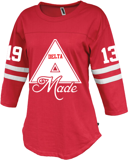 Delta Sigma Theta Vintage Stripe Jersey - Sai Sigma Alpha Iota Sorority Baseball Shirt (558x558), Png Download