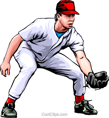 Baseball Player Fielding The Ball Royalty Free Vector - Clip Art Baseball Players (441x480), Png Download