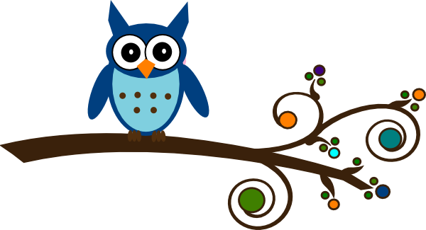 Blue Owl On Branch Clip Art At Clker Com Vector Clip - Owl On A Branch Clip Art (600x325), Png Download
