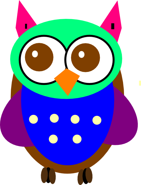 Owl Clipart Colorful - Cartoon Picture Of Colourful Owls (456x599), Png Download