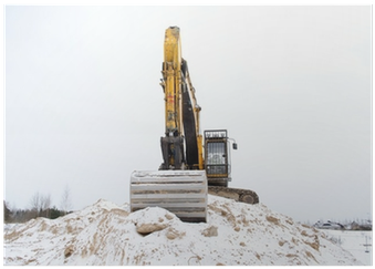 Excavator Pile Sand Pit Soil Snow Winter Industry Poster - Industry (400x400), Png Download