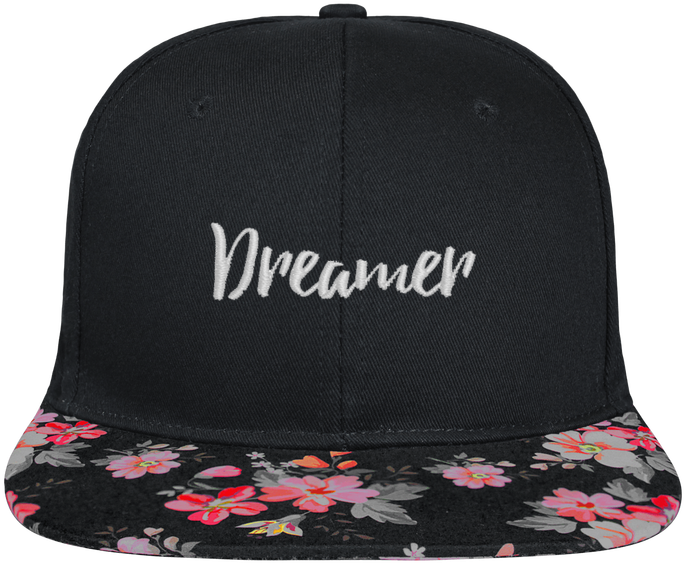 Snapback Cap Visor Black Floral Crown Pattern Dreamer - Cap (690x850), Png Download