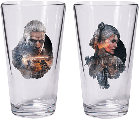 The Witcher 3 Geralt Ciri Pint Glass Set - Witcher Pint Glass Set Geralt & Ciri (489x489), Png Download