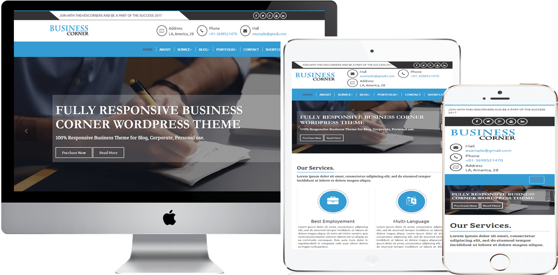 Business Corner Premium Theme - Website (1203x600), Png Download