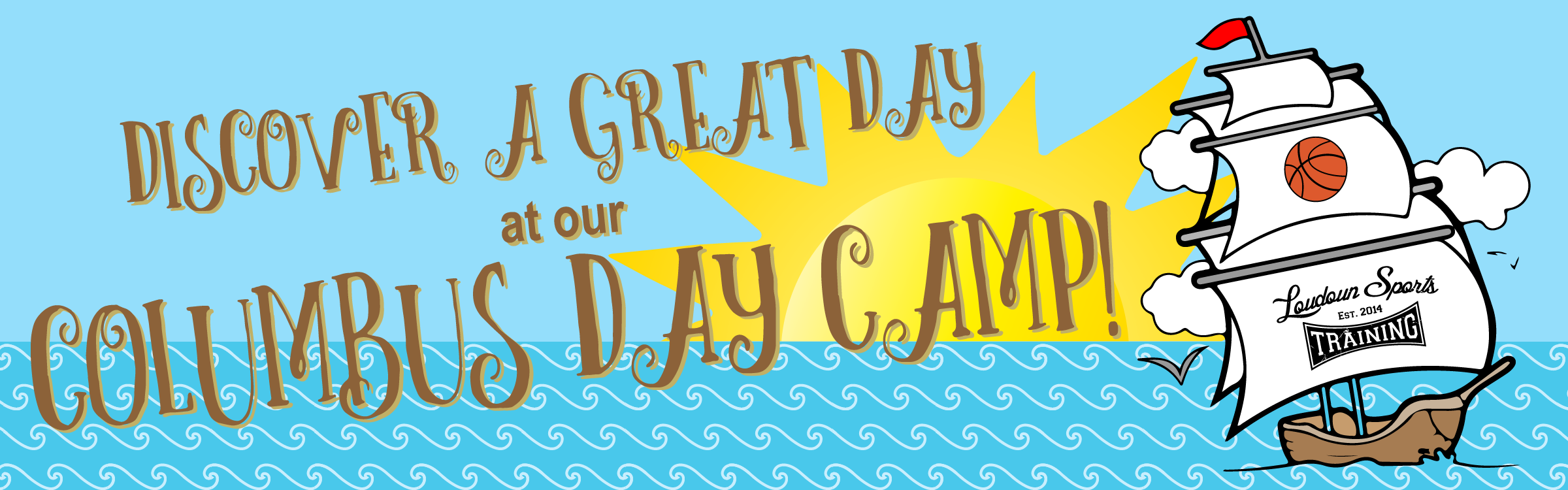 Columbus Day Camp - Ship Clip Art (2400x750), Png Download