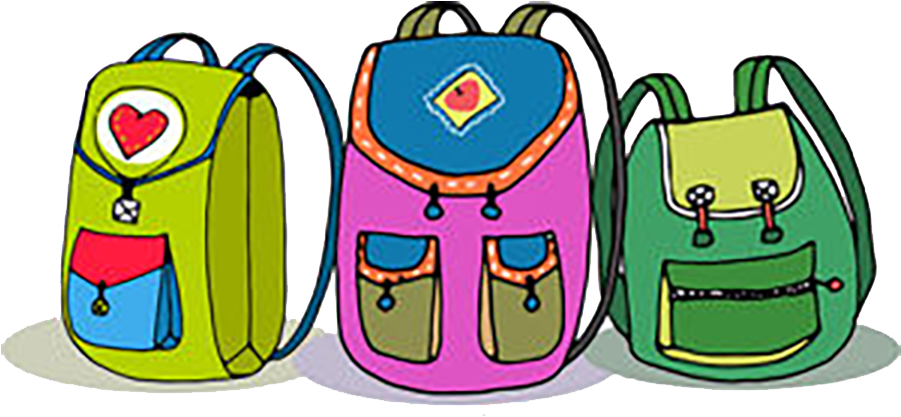 Three Vector Colorful Children Backpacks Isolated On - Rucksack Kinder Clipart (900x450), Png Download