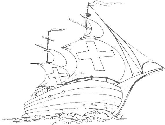 Columbus Fleets On Columbus Day Coloring Page - Coloring Book (600x450), Png Download