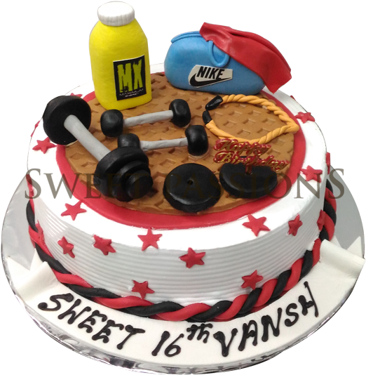 Cute Gym Cake - Happy Birthday Vedant Big Cake (547x600), Png Download