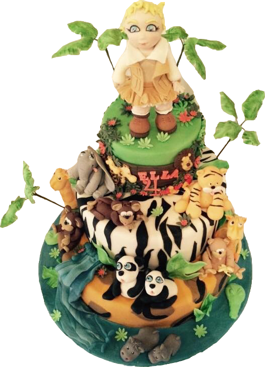 Large Jungle Cake - Cake Decorating (524x726), Png Download