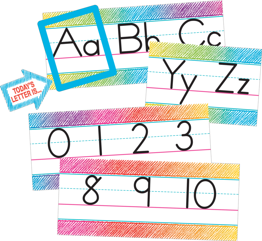 Tcr3052 Colorful Scribble Alphabet Line Bulletin Board - Colorful Scribble Calendar Set (900x900), Png Download