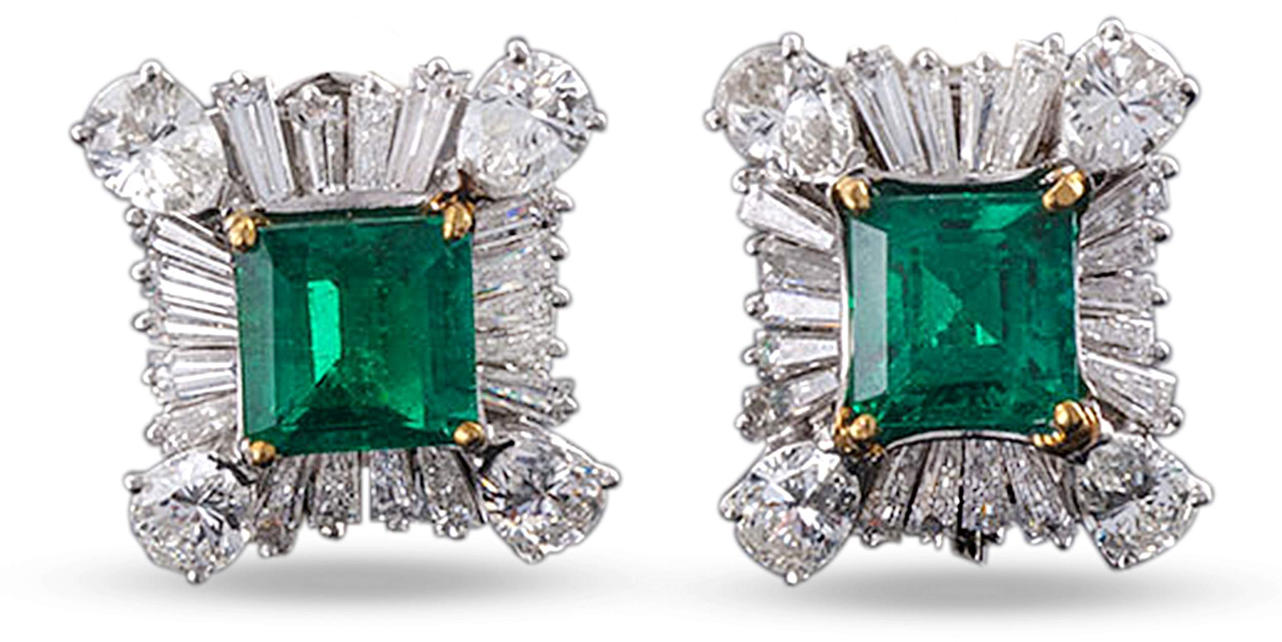 Colombian Emerald And Diamond Earrings, - Earring (2500x2000), Png Download