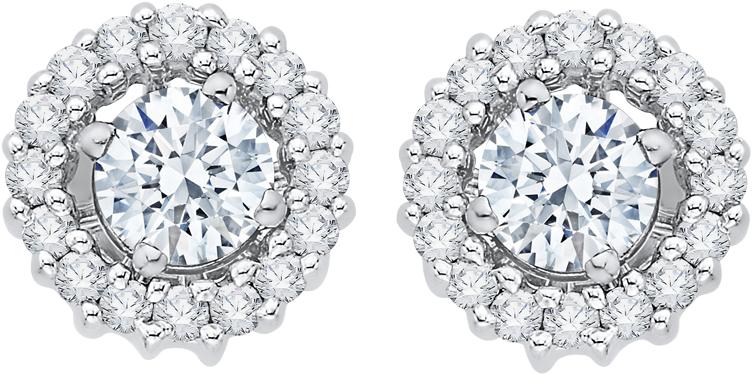 Ej0005-04w - Halo Diamond Stud Earrings Designs (1000x1000), Png Download