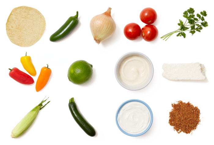 Sweet Pepper & Summer Squash Fajitas With Spiced Elote - Bell Pepper (700x477), Png Download